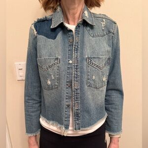 PISTOLA oversized raw edge denim jacket